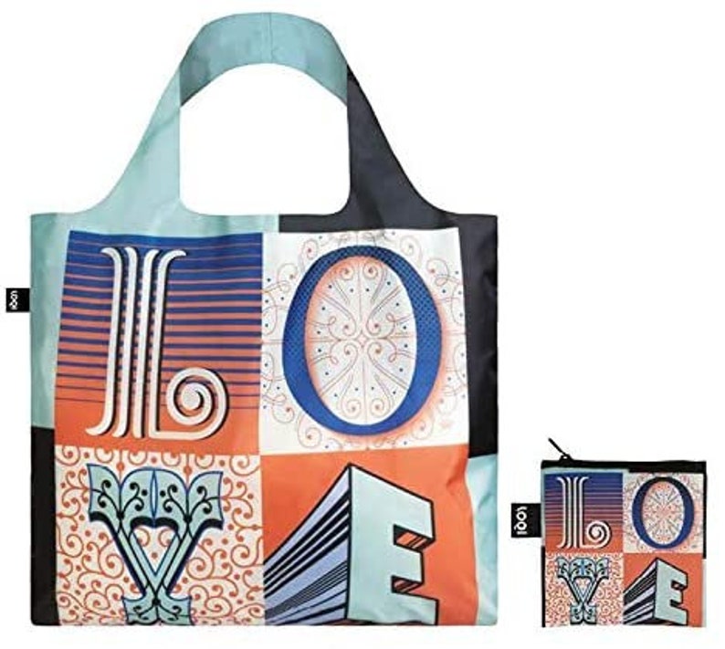 LOQI Reusable Tote Bag - Gondola Print, Folds Into Own Pouch, Holds 44 Lbs, Water-Resistant, 20" X 16.5" - View #10