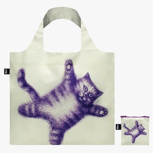 LOQI Flying Purr-ple Cat Recycled Bag by Armando Veve