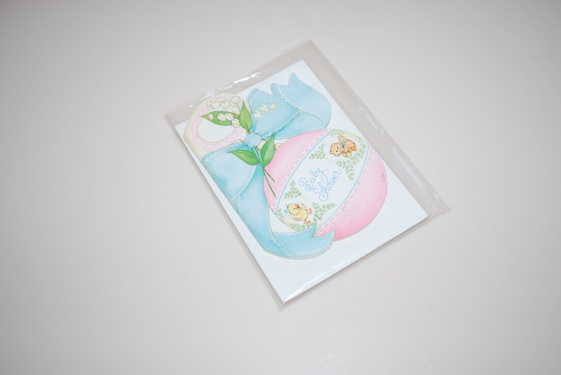 Baby Girl Vintage Hallmark Baby Shower Invitations Cards Small Etsy