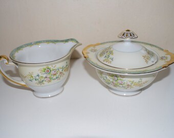 Meito Pattern # MEI549 China Cream Creamer Pitcher & Sugar Bowl Set Made in Japan