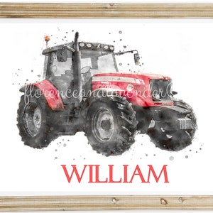 PERSONALISED TRACTOR PRINT, massey ferguson tractor print, tractor nursery bedroom decor, farm nursery, tractor nursery wall art, toddler