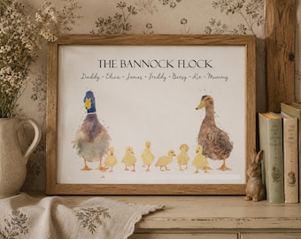 grandchildren print, personalised family print, gift for grandma, duck family print, gift for grandmother, nanny, grandparents, grandad gift