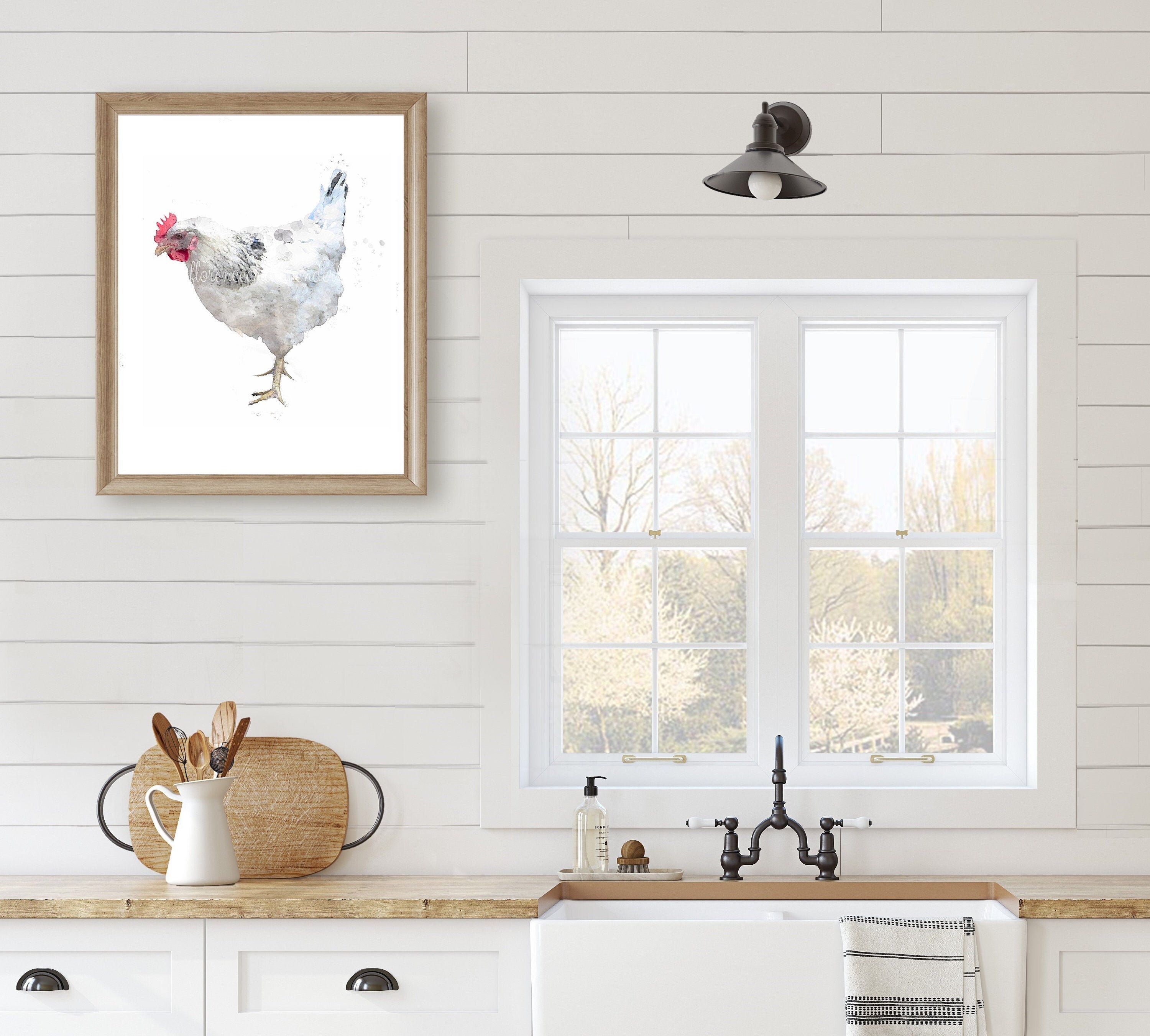 Watercolour chicken print chicken wall art chicken painting Etsy