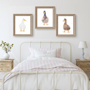 watercolour duck prints, duck painting, duck gifts, set of duck prints, duck wall art, country home decor, wildlife animal prints, duck art image 3