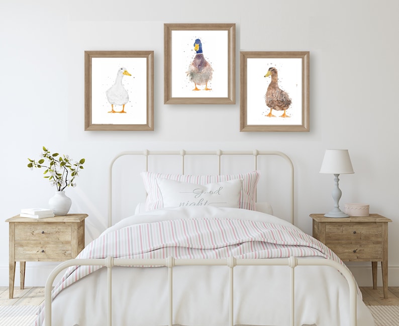 watercolour duck prints, duck painting, duck gifts, set of duck prints, duck wall art, country home decor, wildlife animal prints, duck art image 3