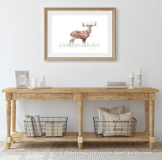 WATERCOLOUR STAG PRINT, Stag Painting, Country Home Decor, British Wildlife  Animals, Stag Wall Art, Stag Decor, Red Deer Gifts, Deer Print -  UK