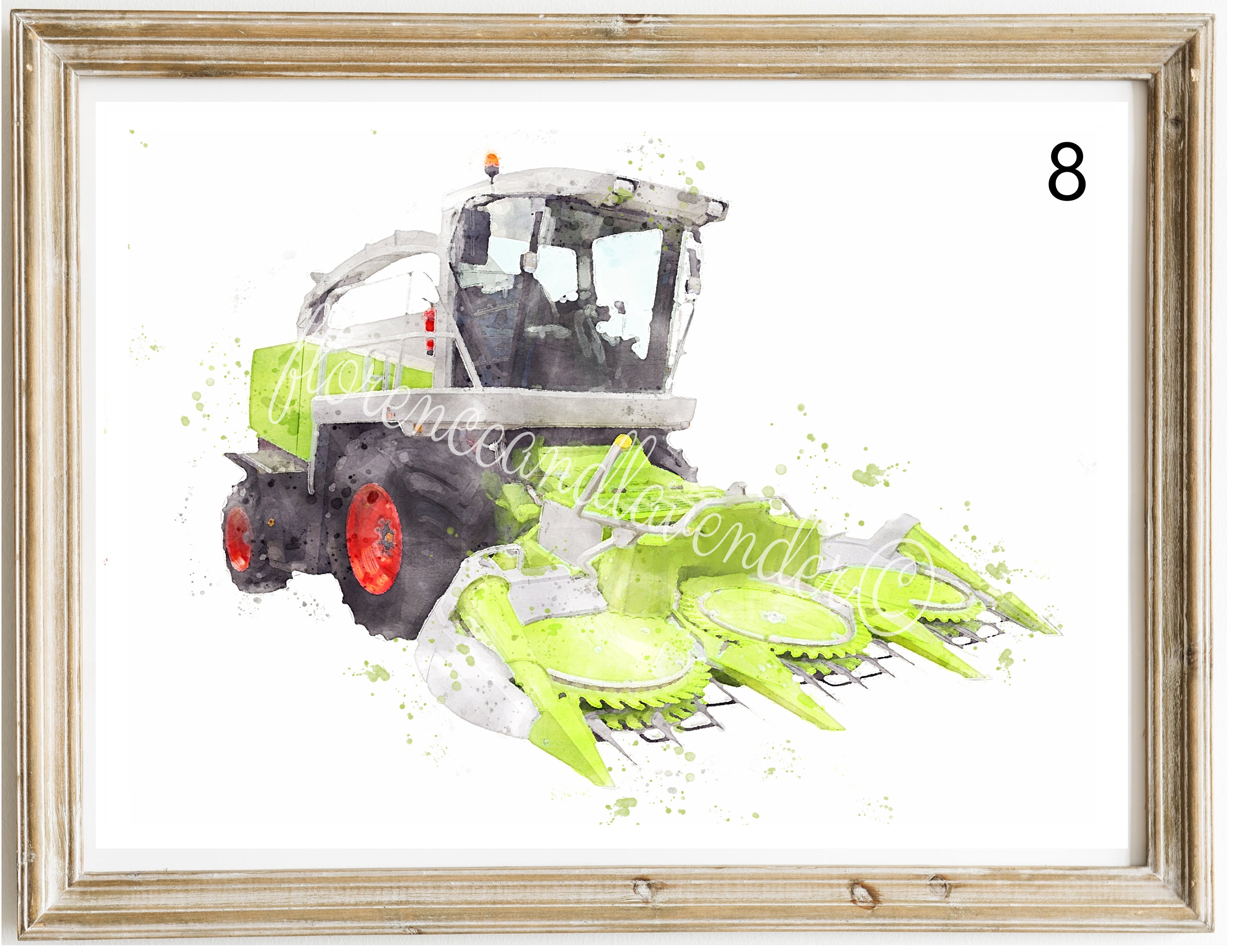 Set of watercolour tractor prints john deere tractor combine Etsy