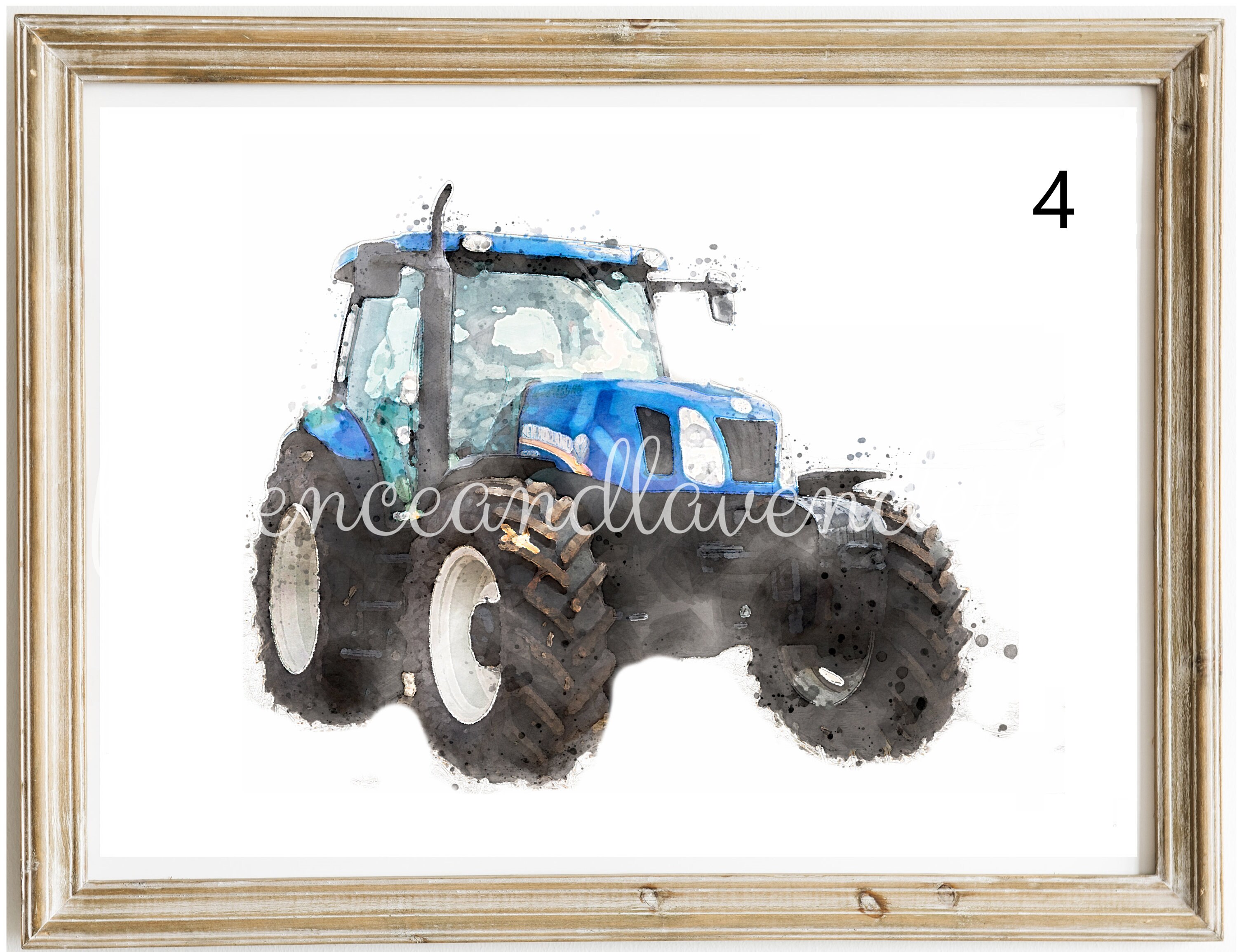 Set of watercolour tractor prints john deere tractor combine Etsy