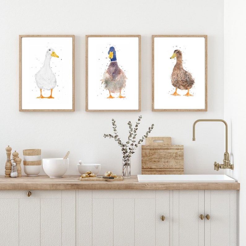 watercolour duck prints, duck painting, duck gifts, set of duck prints, duck wall art, country home decor, wildlife animal prints, duck art image 5