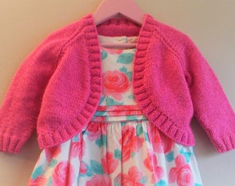 Pink Sparkle Girls Bolero (for 3year old) - Knitting Pattern