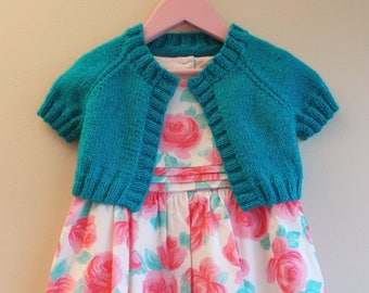 Turquoise Sparkle Girls Shrug Knitting Pattern