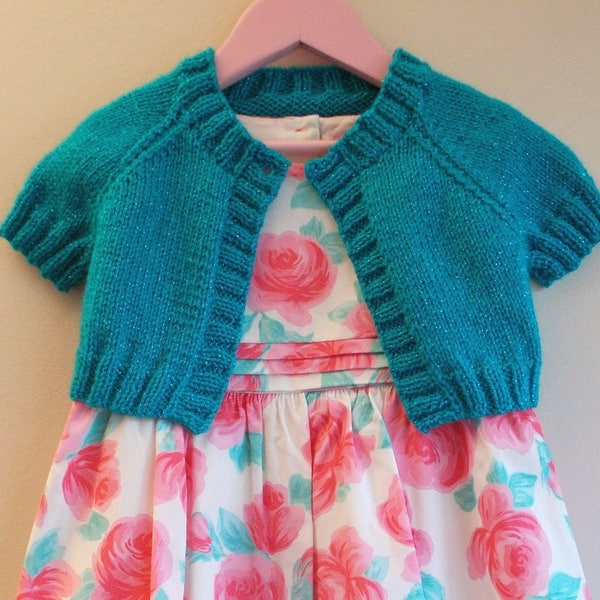 Turquoise Sparkle Girls Shrug Knitting Pattern