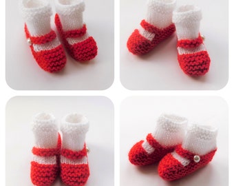 Velma - Baby Mary Jane Shoe & Sock Booties - Knitting Pattern