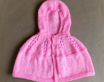 Carla Hooded Baby Cape - Knitting Pattern