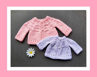 Carla Premature Baby (or Baby Doll) Cardigan - Knitting Pattern