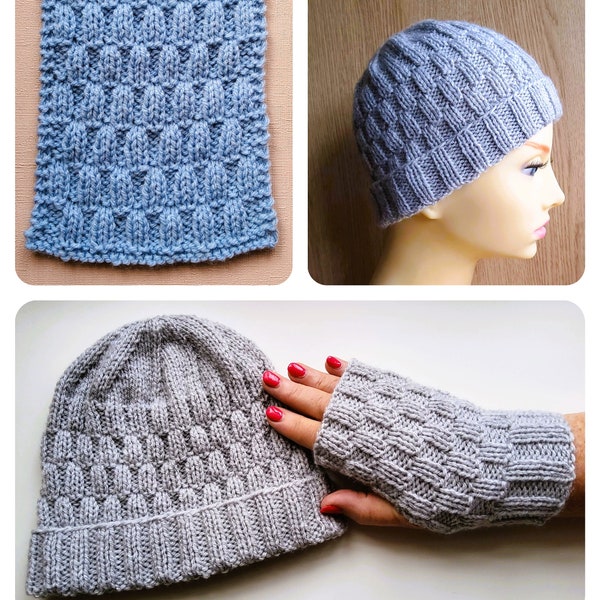 Whitby Scarf, Hat and Handwarmer Mittens ~ Knitting Pattern