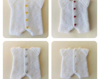 Garter Stitch Baby Romper - Knitting Pattern