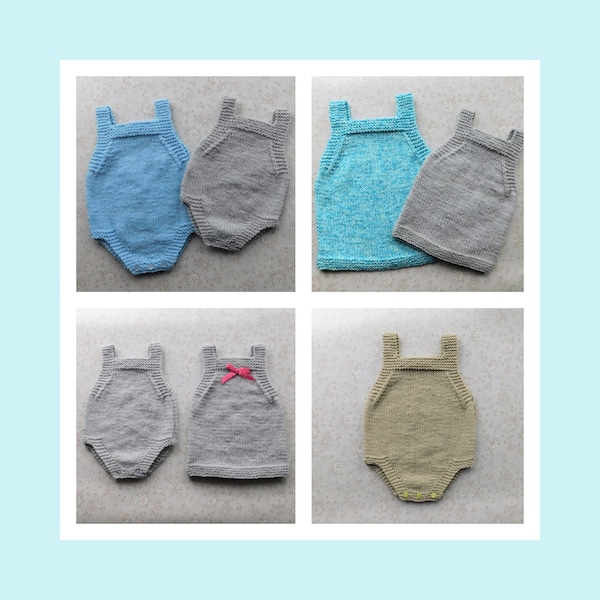 Lazy Days Baby Romper and Pinafore Dress - Knitting Pattern