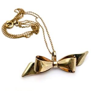 12K GF Gold Filled Bow Tie Pendant Brooch, Vintage Gold Tone Bow Brooch, Girlfriend Gift