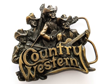 Bergamot Brass Works Country Western Belt Buckle, Vintage Western Cowboy Belt Buckles, Vintage 80s Mens Western Wear