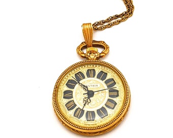 Vintage Nastrix Gold 1/20 12k Repousse Mechanical 17 Jewel Watch, Vintage Ladies Swiss Made Pocket Watch Pendant