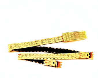 Vintage 70s Fish Scale Elastic Belt, Vintage Gold Tone Thin Metal Belt, 70s Fashion Accessories