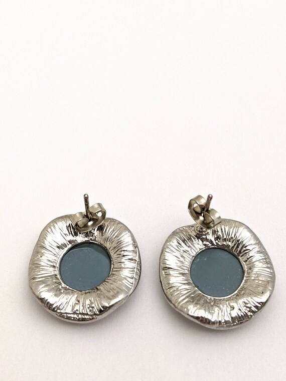 Large Round Rhinestone Stud Earrings, Large Color… - image 9