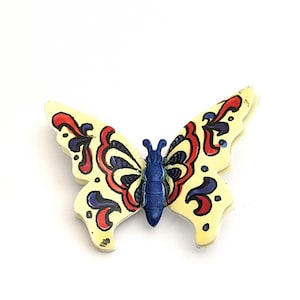Vintage Hand Painted Enamel Butterfly Brooch, Folk Art Jewelry, Made In West Germany Butterfly Brooch