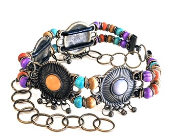 Gemstone Bead Adjustable Length Belt Necklace, Spotted  display picture 3
