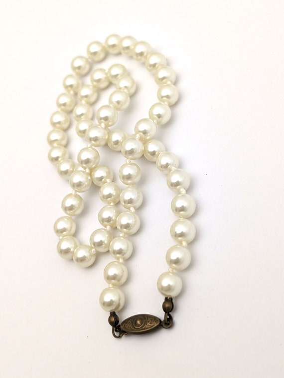 Vintage Faux Glass Pearls With Brass Clasp, Vinta… - image 9