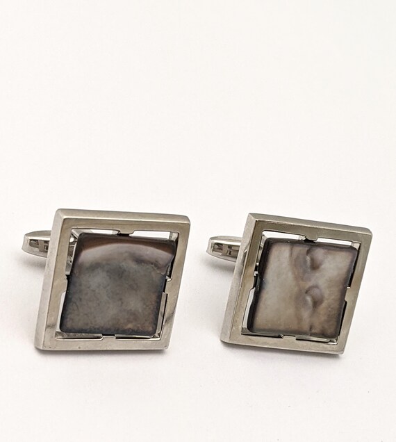 Sarah Coventry Silver Square Mother Of Pearl Cuff… - image 5