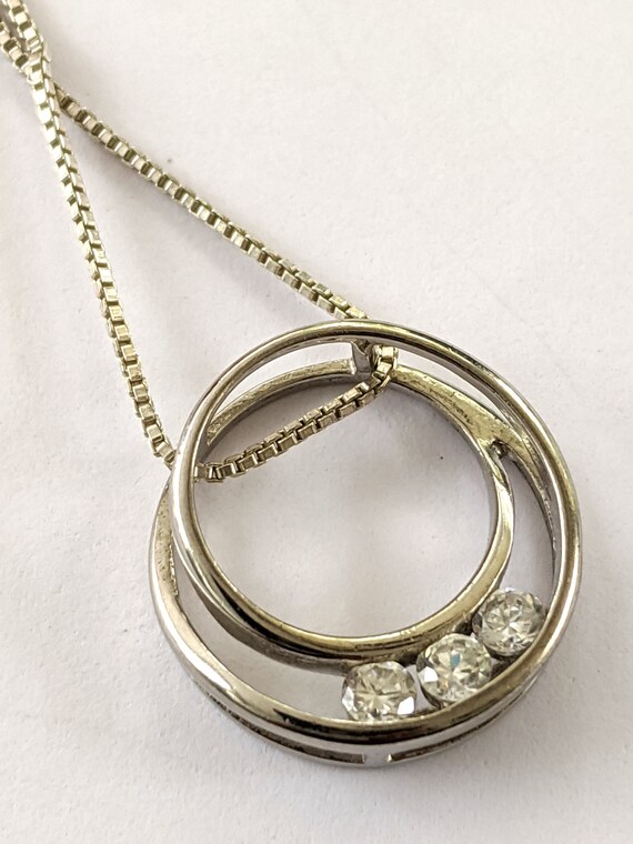 925 Sterling Silver CZ Circle Pendant Necklace, V… - image 5