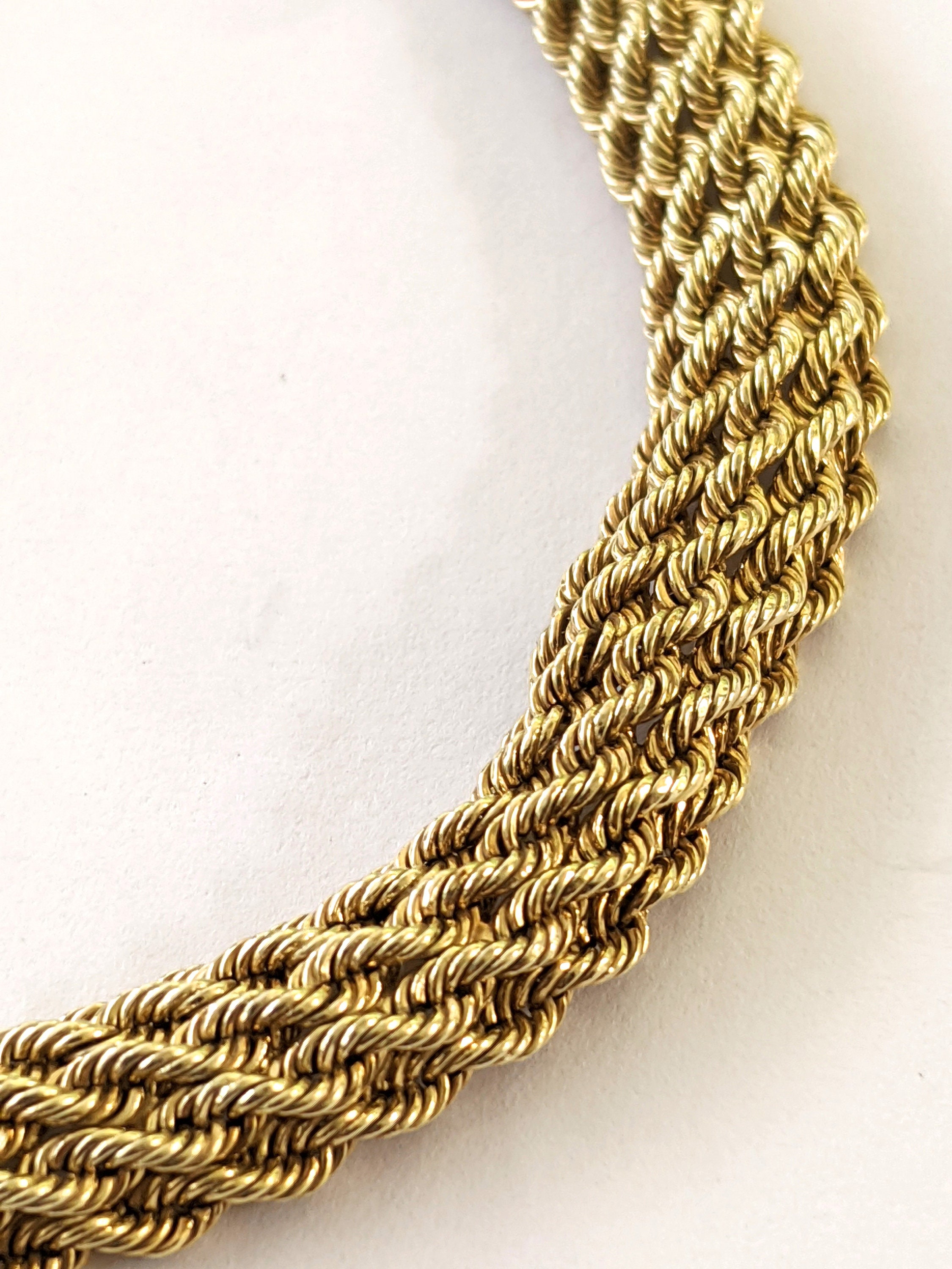 14k Gold Overlay Sterling Silver Braided Rope Style Chain Etsy