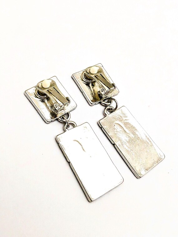 Oversized Glossy Black Rectangular Link Earrings,… - image 9
