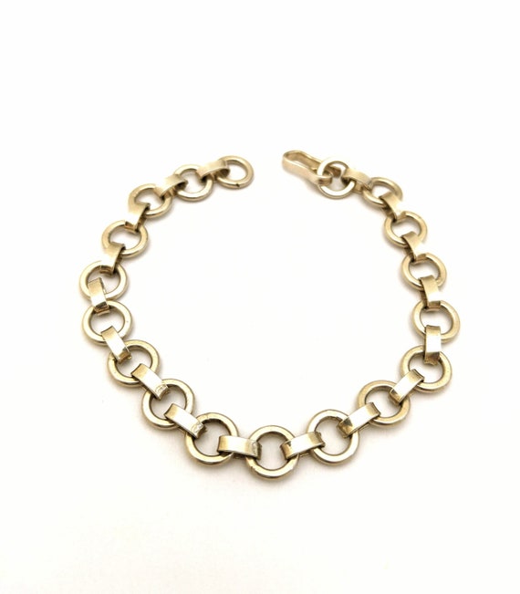 925 Mexico Solid Sterling Silver Circle Link Brac… - image 1