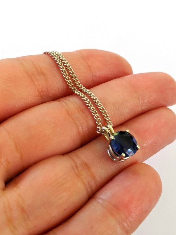 Ladies 925 Sterling Silver Blue Glass Pendant Nec… - image 5