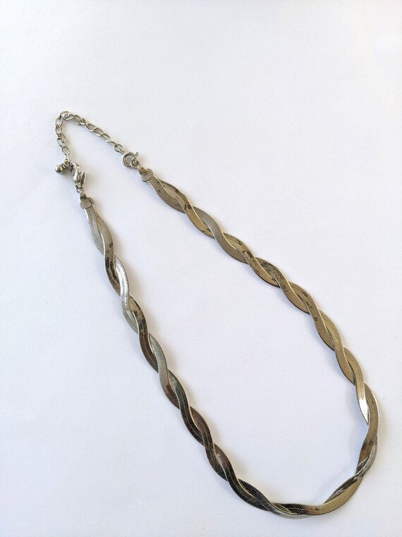 Silver Herringbone Two Strand Woven Chain, Ladies… - image 4