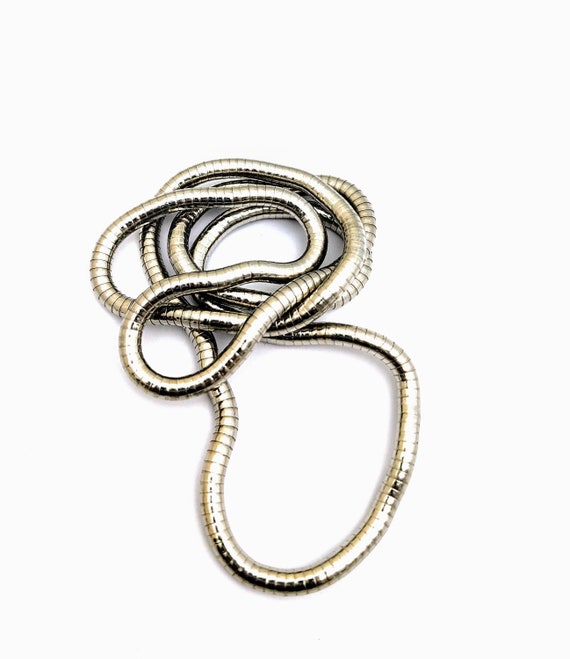 Silver Tone Articulated Snake Chain Necklace, Vint