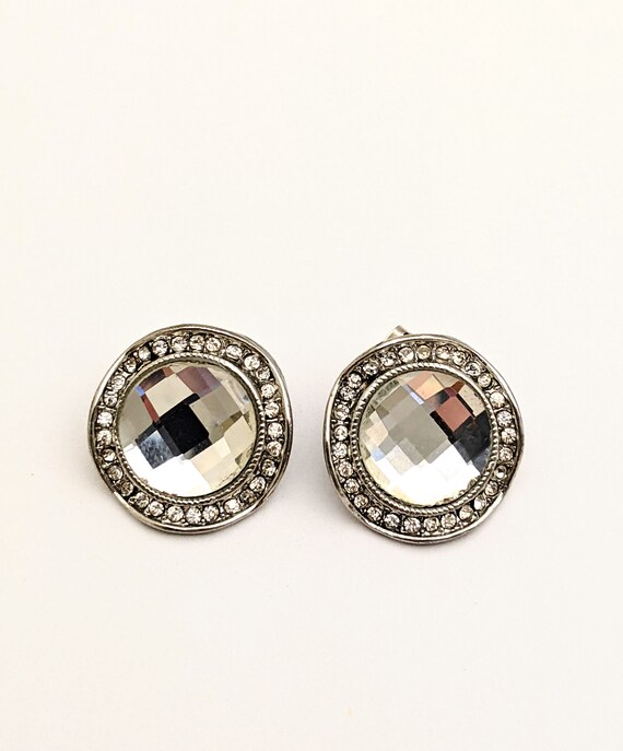 Large Round Rhinestone Stud Earrings, Large Color… - image 4