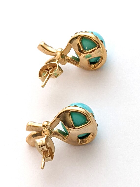 Blue Glass Bead Rhinestone Earrings, Vintage Blue… - image 5