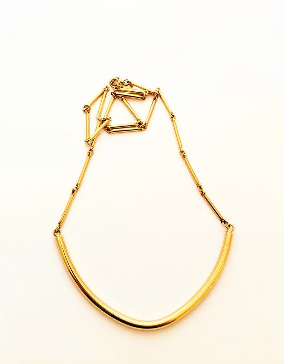 Signed Sarah Coventry Gold Tone Necklace, Minimal… - image 4