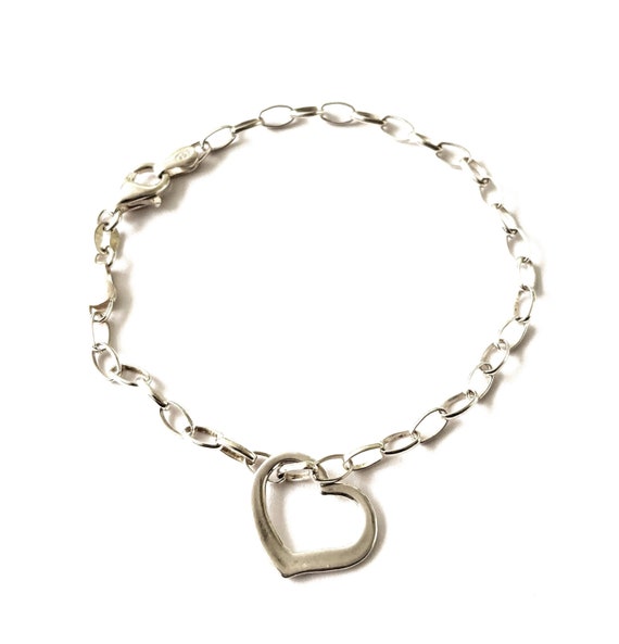 Sterling Silver Floating Heart Bracelet, Sterling 