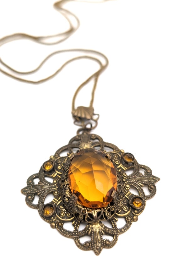 Antique Victorian Edwardian Faceted Orange Glass … - image 7