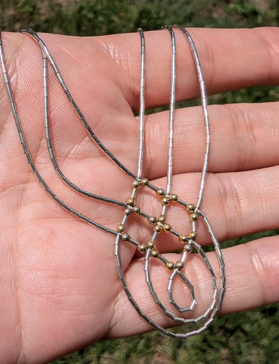 Liquid Silver Multi Strand Beaded Southwestern St… - image 6