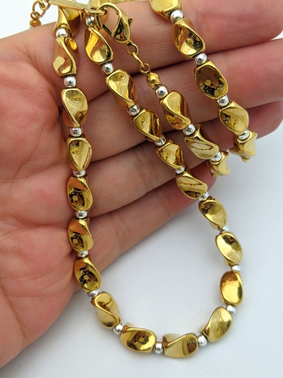 Vintage Silver And Gold Two Tone Chain, Signed Na… - image 7