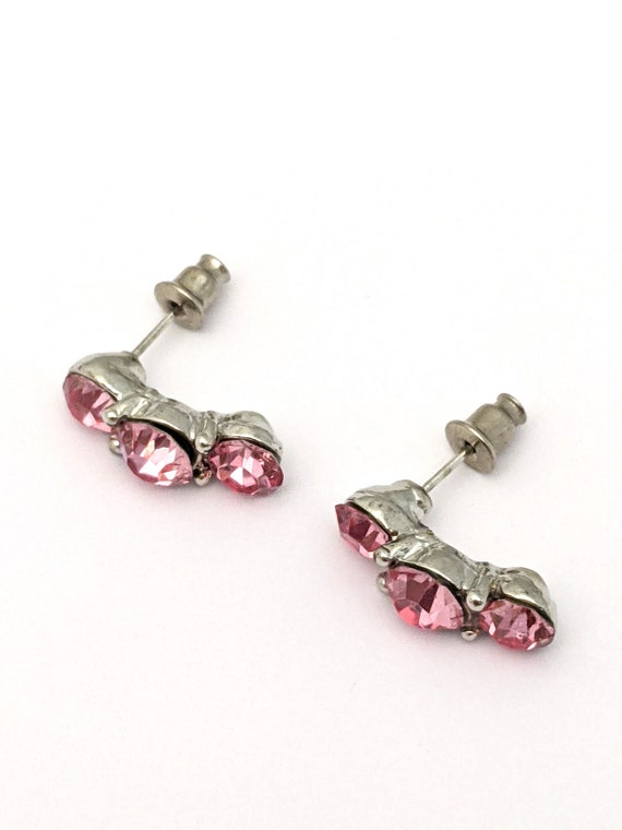 Pink Rhinestone Stud Earrings,  Rhinestone Cluste… - image 6