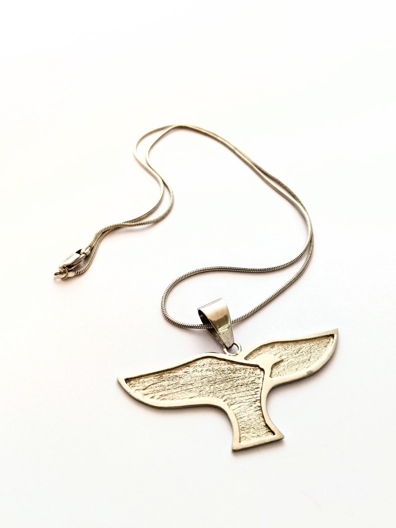 Vintage Silver Eagle Necklace, Large Silver Bird Medallion, Flying Eagle Pendant image 5