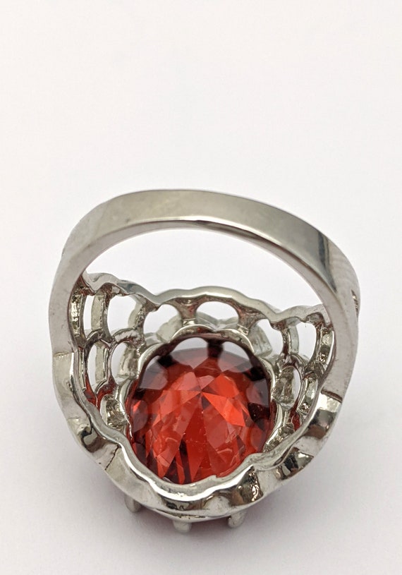 Large Red Stone Ring, Big Red Glass Stone Ring,  … - image 7