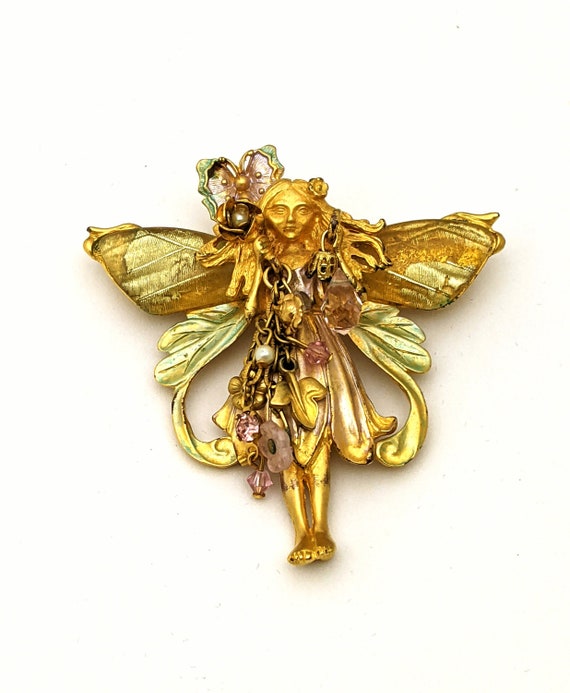 Kirks Folly Primrose Fairy with Glass Wings Brooch