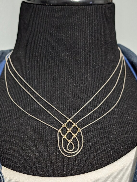 Liquid Silver Multi Strand Beaded Southwestern St… - image 3